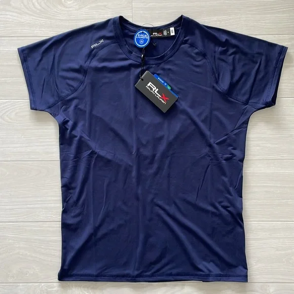 New! RLX Ralph Lauren Navy Wicking Crew Top - Picture 1 of 8